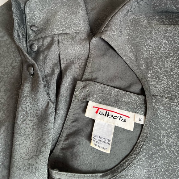 Chenille Jacquard Button Back Long Sleeve Blouse Talbots - Picture 2 of 11